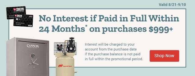 No interest if Paid in Full Within 24 Months* on purchases $999+. Interest will be charged to your account from the purchase date if the purchase balance is not paid in full within the promotional period. Valid 8/21 - 9/10. Shop Now