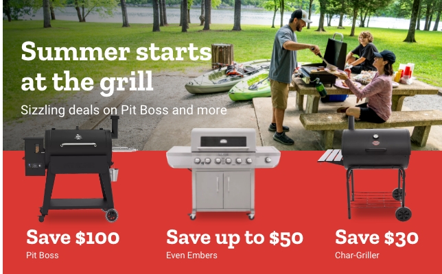 Summer starts at the grill. Sizzling deals on Pit Boss and more