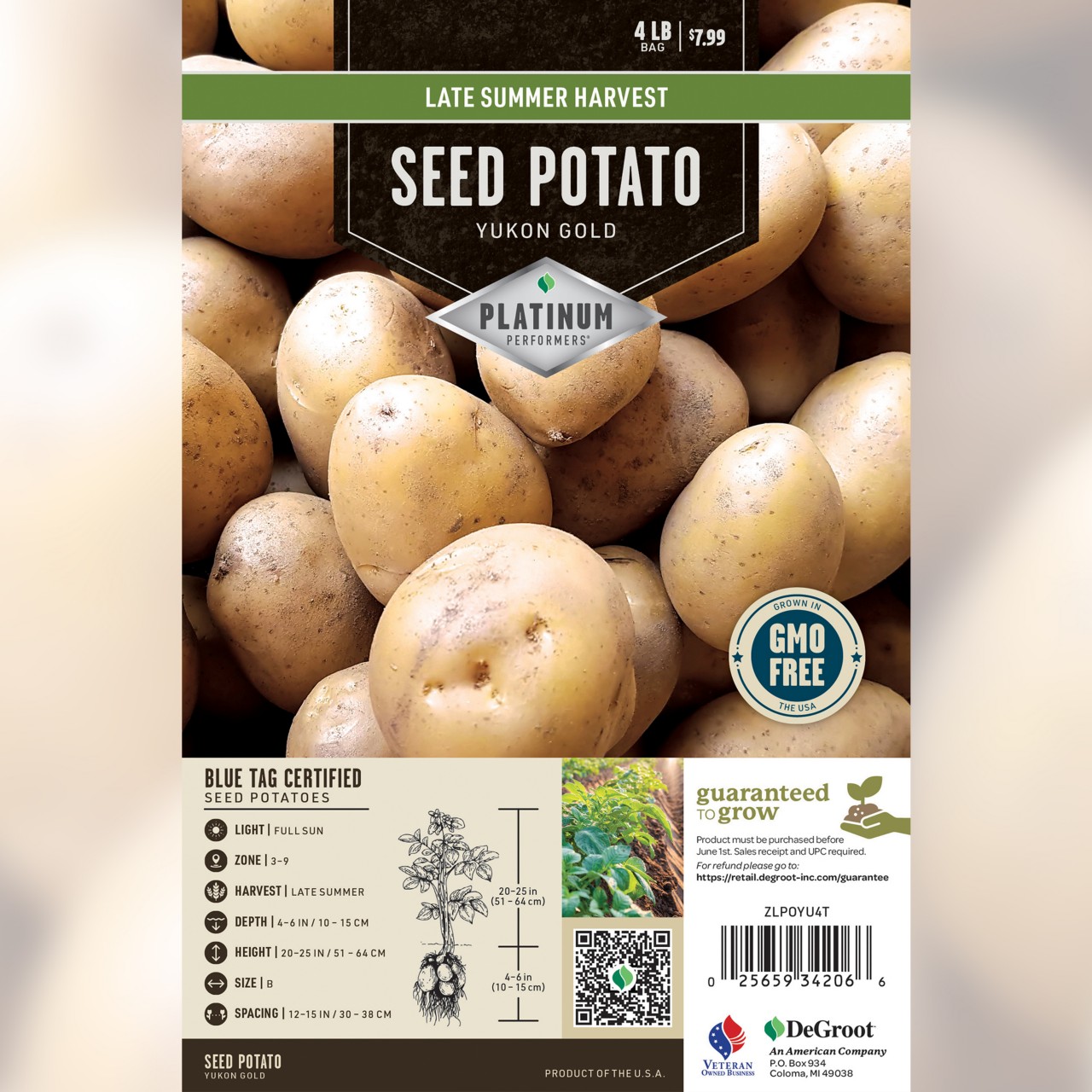 Image of a potato seed packet that links to all edible plants landing page.